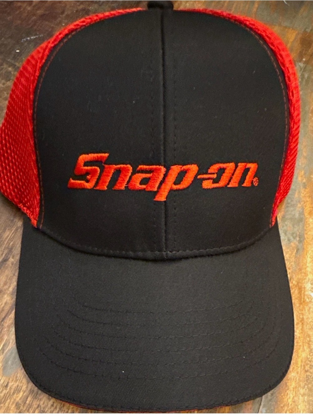 Snap-on Black and Red Mesh Trucker Hat